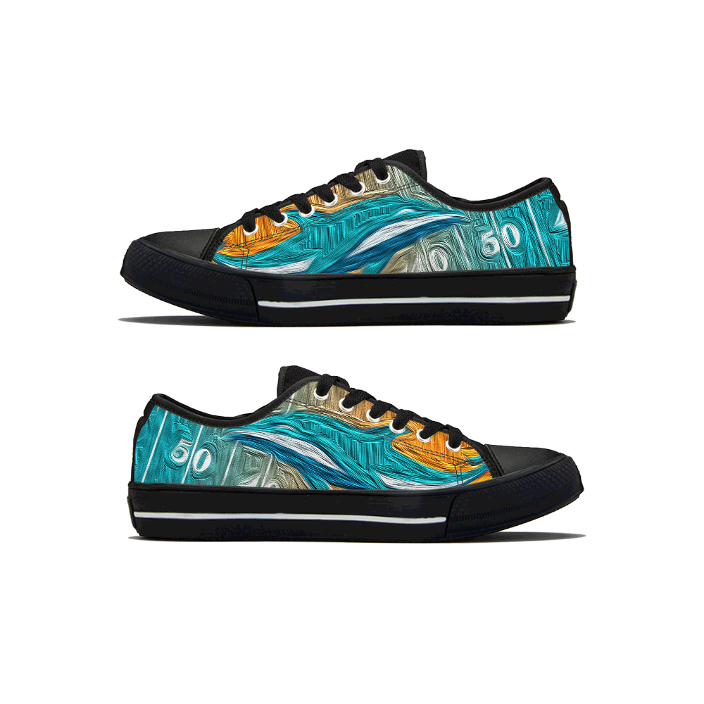 Women's Miami Dolphins Low Top Canvas Sneakers 004 Women's Miami Dolphins Low Top Canvas Sneakers 004